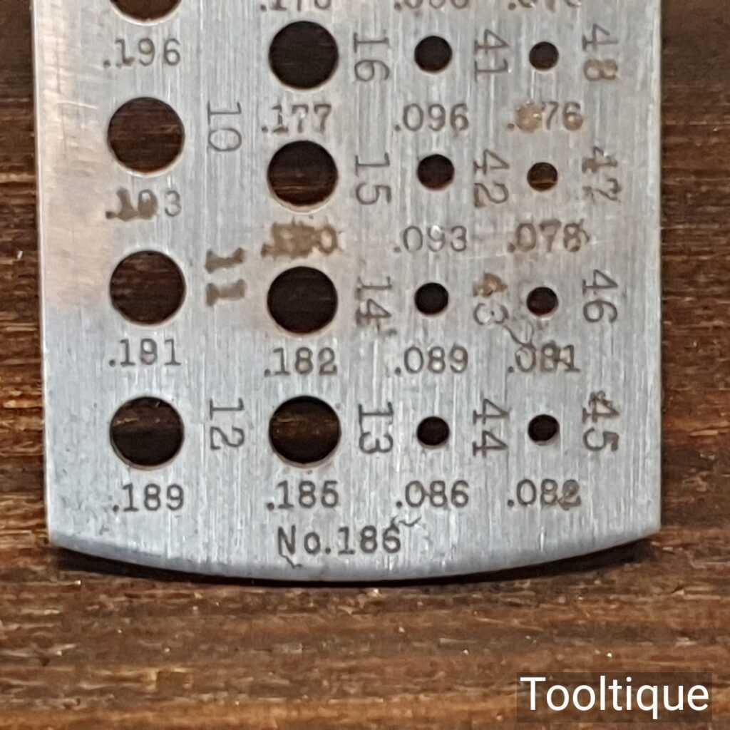Vintage L.S. Starrett Co. Drill & Wire Gauge No186 Good Condition