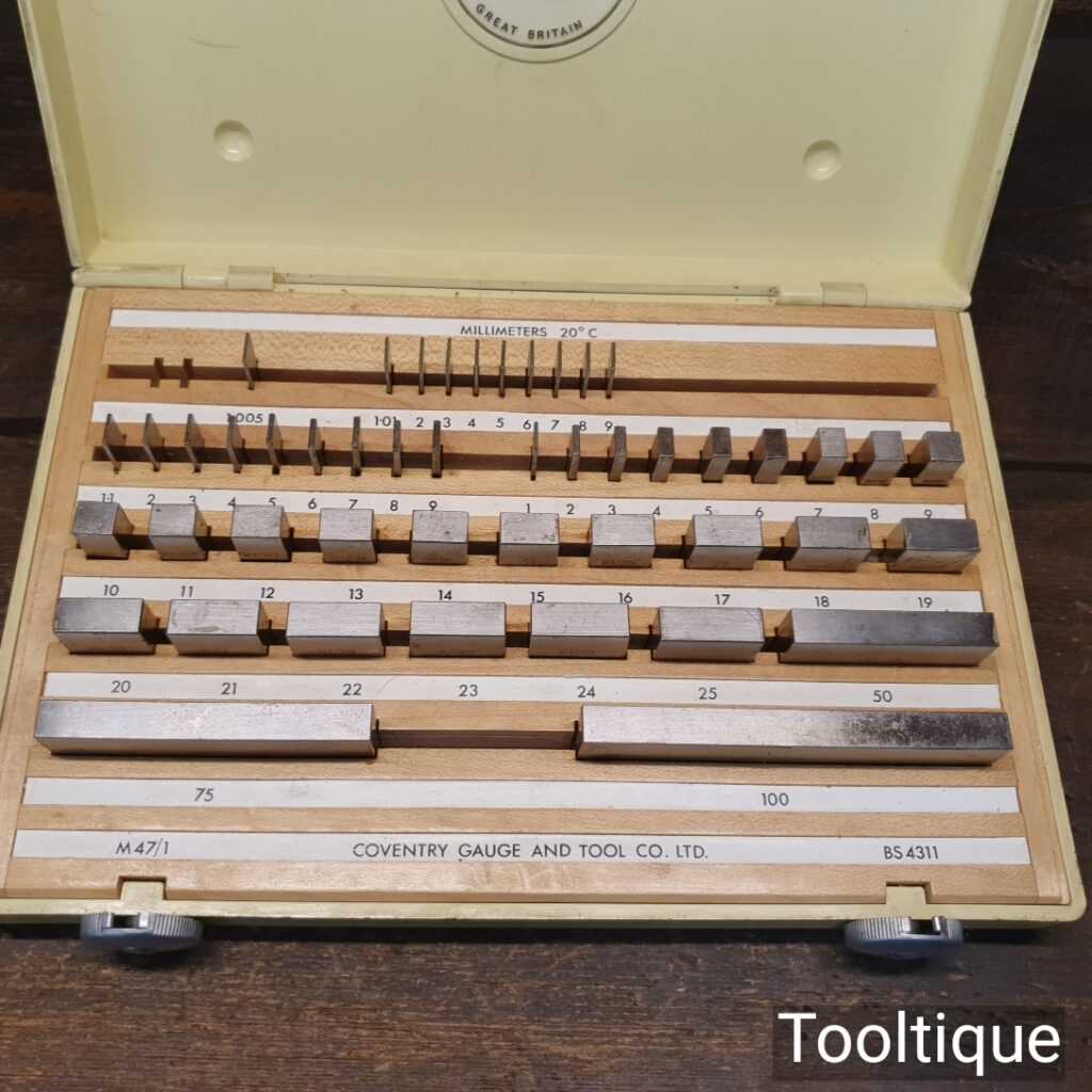 Vintage Coventry Gauge & Tool Metric Complete Slip Gauge Set Good