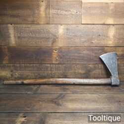 Large Antique Continental Axe Rustic Handle - Sharpened Honed