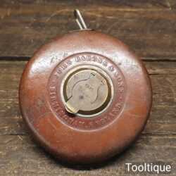 Vintage Rabone No: 4181 Leather Bound Winding Steel Tape - Good Condition