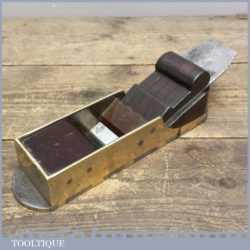 Rare Antique Early 19th C Dovetailed Brass Rosewood Infill Mitre Plane