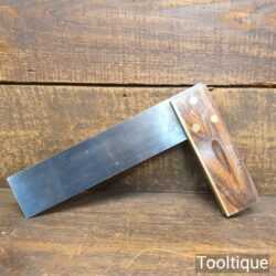 Vintage 9” Footprint Rosewood & Brass Try Square - Good Condition