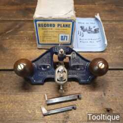 Vintage Boxed Record No: 071 Hand Router Plane Complete - Good Condition