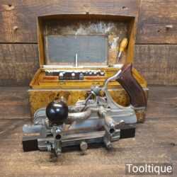 Vintage Boxed Stanley USA No: 45 Combination Plough Plane In Original Metal Box