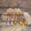 Vintage Set 7 Bevel Edge Chisels By Marples in Nice Canvass Roll - Sharpened Honed