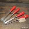 Vintage Set 4 Footprint Firmer Chisels ¼” - 1" Sharpened Honed Ready To Use