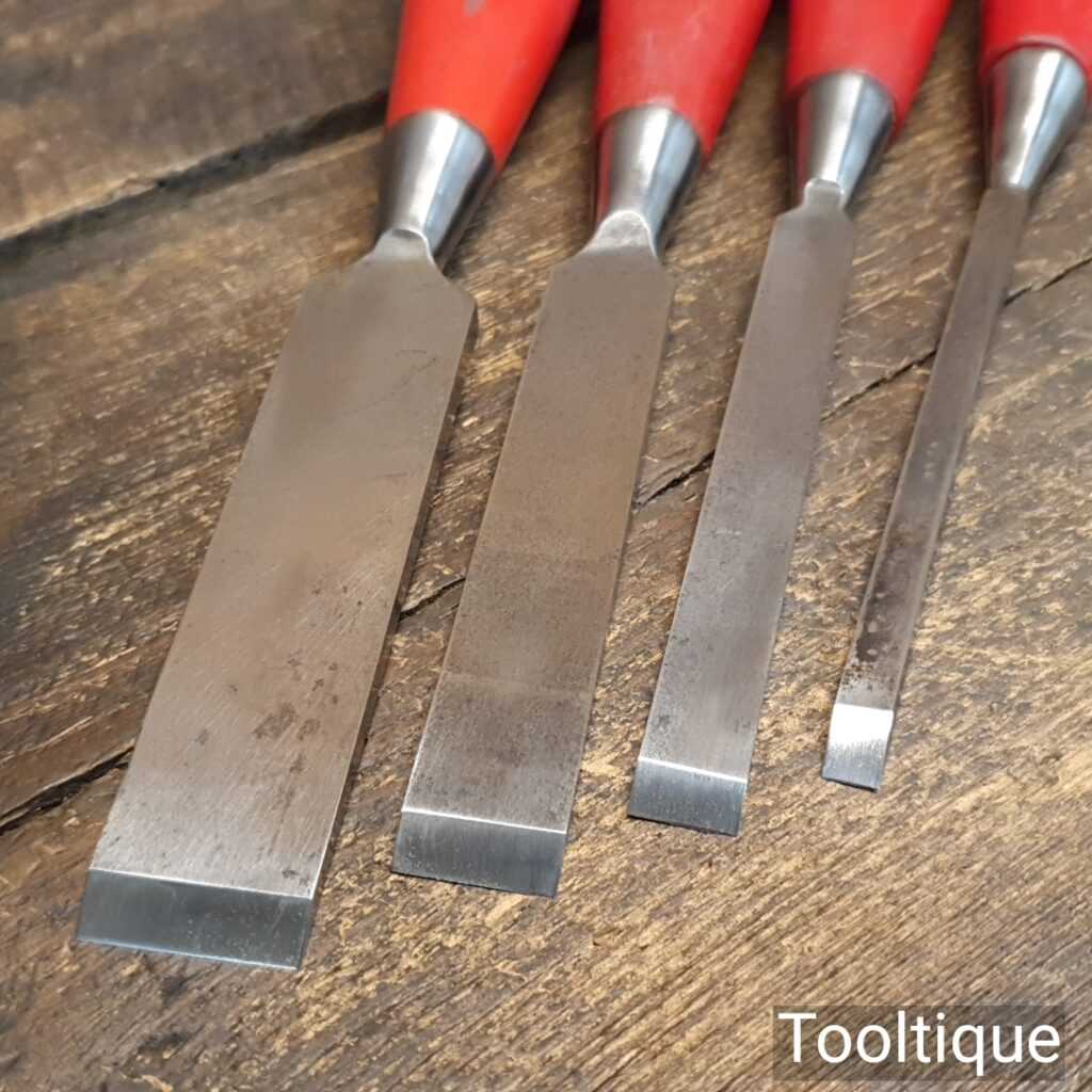 Vintage Set 4 Footprint Firmer Chisels ¼” 1″ Sharpened Honed Ready To