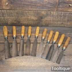Rare Antique Set 10 Woodcarving W. Preston London Sculpting Gouge Chisels - Fully Refurbished