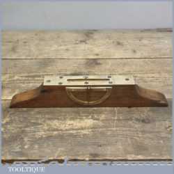 Vintage Oak And Brass Inclinometer - Original Clear Glass Bubble