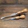 2 No: Vintage Turnscrew Screwdrivers With ⅜” + ¼” Wide Ends - Good Condition