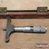 Vintage Boxed Moore & Wright Traditional Micrometer Depth Gauge - Good Condition