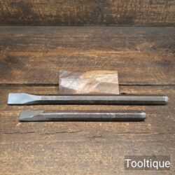 2 Good Vintage Old Cast Steel Cold Chisels 11” + 8” Long - Sharpened