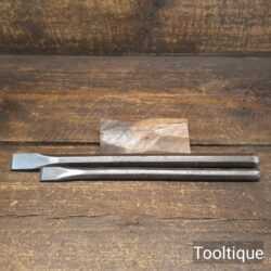 2 Good Vintage Old Cast Steel Cold Chisels 11 ½” + 10” Long - Sharpened