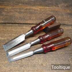 3 No: Scarce Vintage Marples Bevel Edge Butt Chisels - Sharpened Honed
