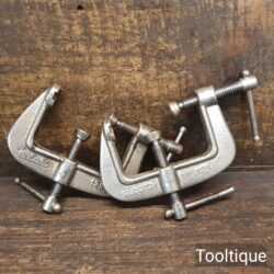 Vintage Pair Record Junior No: 129 Three-Way Nickel Plated G Cramps - Good Condition