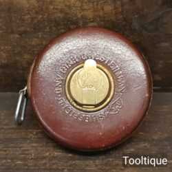Vintage Chesterman 50ft Leather Brass Bound Tape Measure - Good Condition