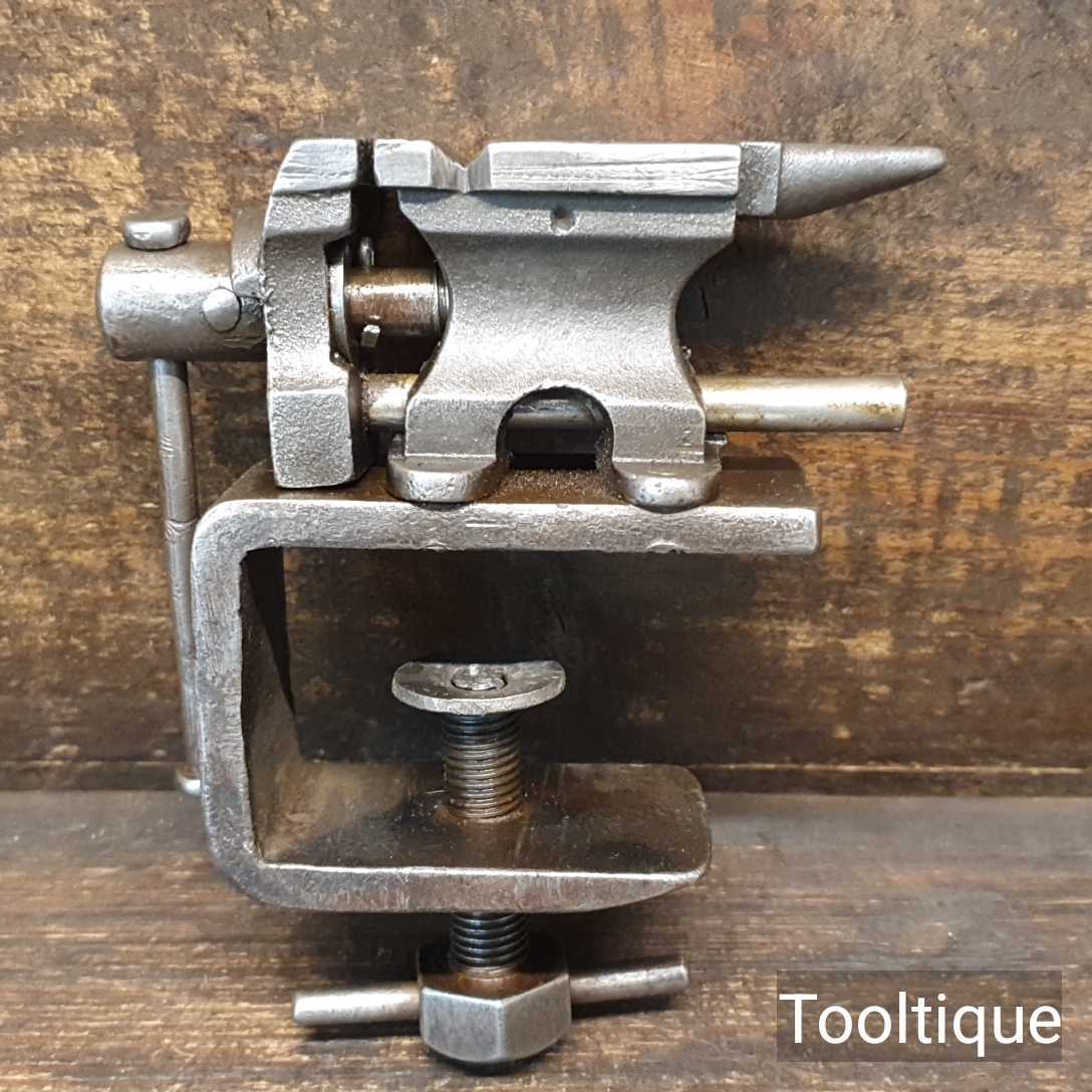 Vintage Miniature Small Jewellers Anvil & Vice With Table Clamp