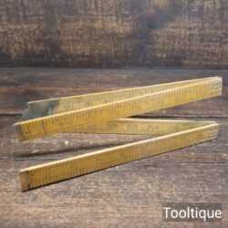 Vintage 36” Rabone Chesterman No: 1380 Boxwood Brass Folding Ruler - Good Condition