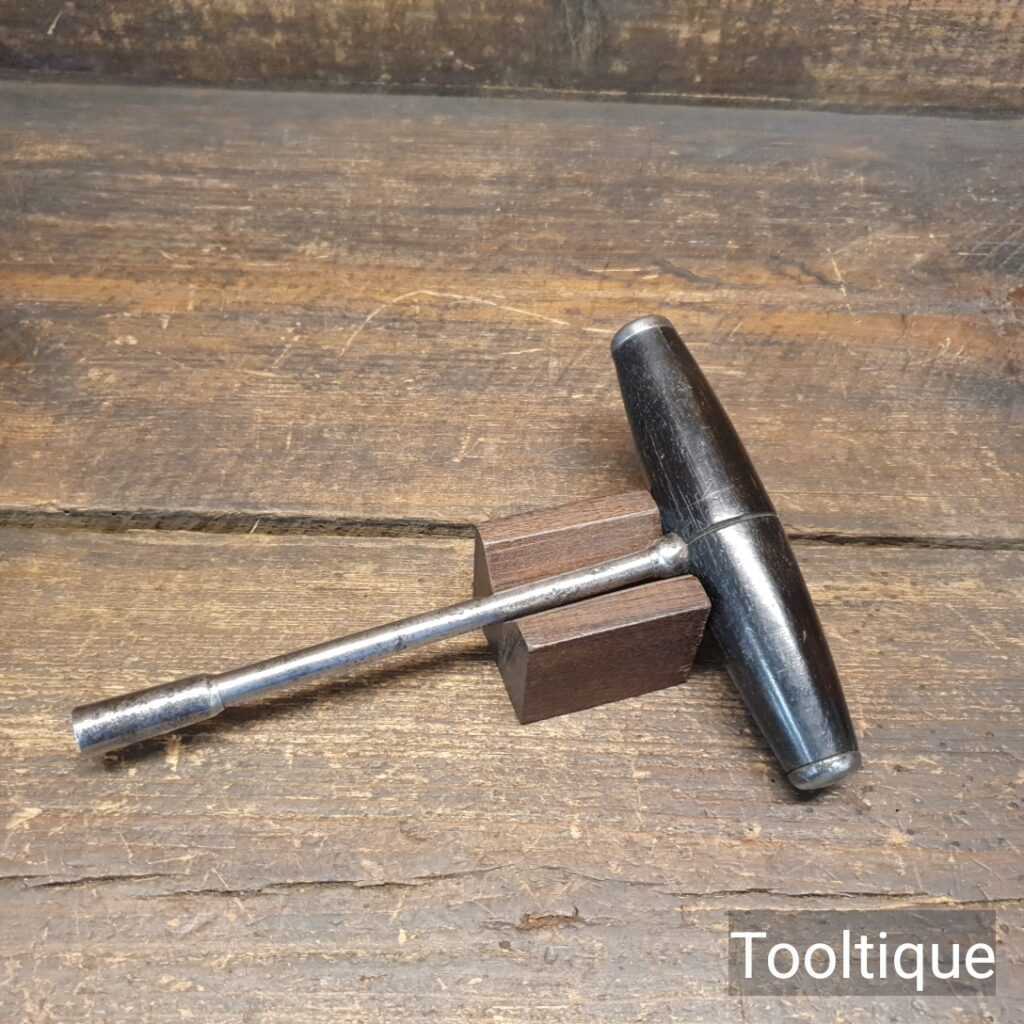 Vintage Piano Tuners T Hammer Tool with a ⁹⁄₃₂” Square Socket Rosewood Handle