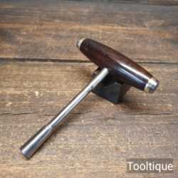 Vintage Piano Tuners T Hammer Tool ⁹⁄₃₂” Square Socket Rosewood Brass Handle