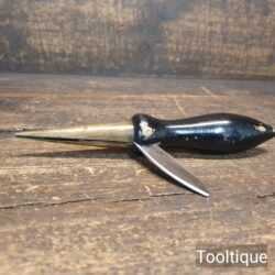 Unique Vintage Folding Conical Razor With Beechwood & Brass Handle