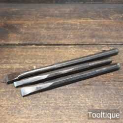 Vintage Set of 3 Cold Chisels ²¹⁄₃₂” ¹⁵⁄₃₂” ⁹⁄₃₂” - Sharpened Honed
