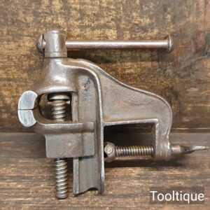 Antique Cast Steel Hand Table Vice With 1 ¹¹⁄₁₆” Wide Jaws - Good Condition