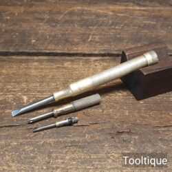 Vintage Nubo Foreign Brass & Steel Screwdriver with 2 Smaller Screwdrivers