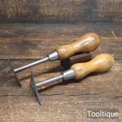 Good Vintage Pair Shaped Scrapers Beechwood Handles - Good Condition
