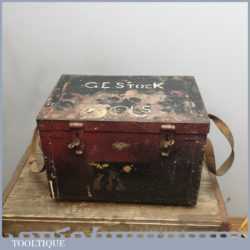 Vintage Steel Bound Wooden Box Marked GE Tools Dated GBRS 1944 17" Wide