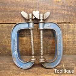Vintage Record Pair 4” Woodworking G Clamps - Good Condition