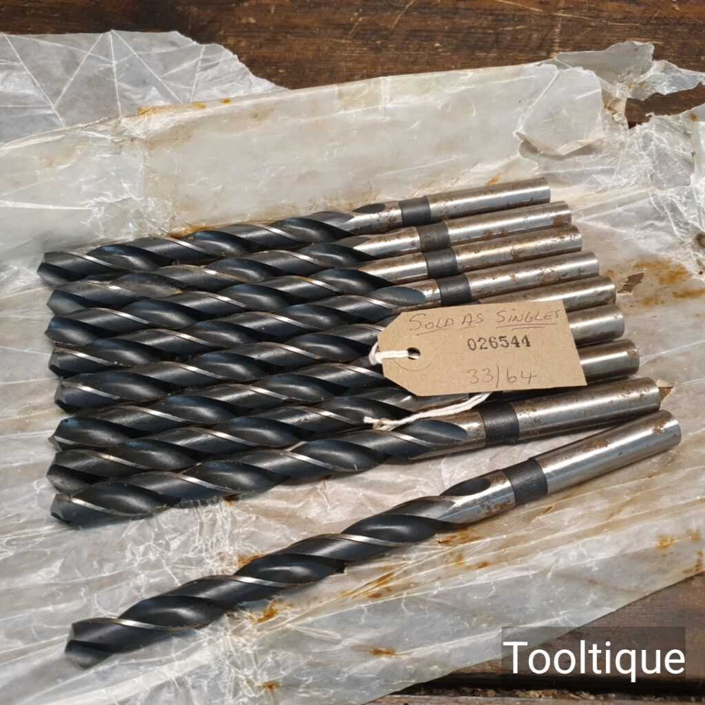 Vintage Steel Drill Bits Measuring 33/64 Wide - Sold As Singles