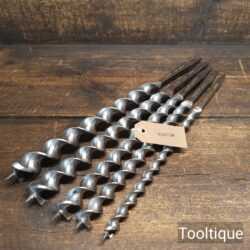 Vintage Set Of 5 No: W. M Ridgway Long Reach Auger Brace Bits - Sharpened