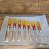 Vintage Set Of 7 No: Marples Shamrock Bevel Edge Chisels - Sharpened Honed
