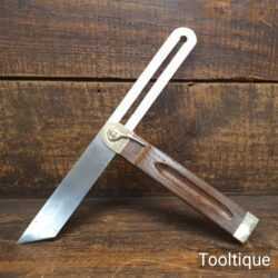 Vintage 12" Rosewood & Brass Quick Release Sliding Bevel - Good Condition