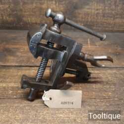 Rare 8” Antique Steel Masonic Stamped Revolving Jewellers Bench Mounted Vice