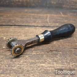 Vintage Leatherworking Stitch Pricking Twin Brass Wheel Tool - Good Condition.