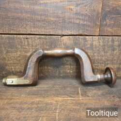 Antique Ridge Beechwood & Brass Carpenters Brace - Good Condition