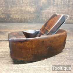 Small Vintage Curved Beechwood Coffin-Shaped Roughing Out Plane - Lapped Flat