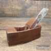 Vintage Mahogany Coffin Shaped Smoothing Plane Brass Infill - Lapped Flat