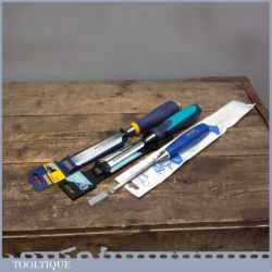 Three Unused Bevel Edge chisels 3/8” 5/8” 1 ¼” Marples, Spear & Jackson & Irwin