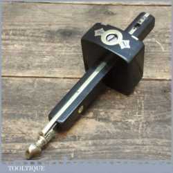 Good Vintage Ebony And Brass Mortice Gauge In Lovely Condition