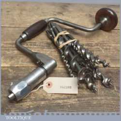 Vintage Marples Wooden Handled Ratchet Brace With Various Twist Bits