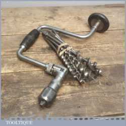 Vintage J. A. Chapman No: 61 Rosewood Handled Ratchet Brace Plus Twist Bits