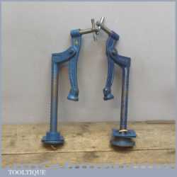 Vintage Pair Of Woden & Record No: 145 Bench Holdfast Clamps