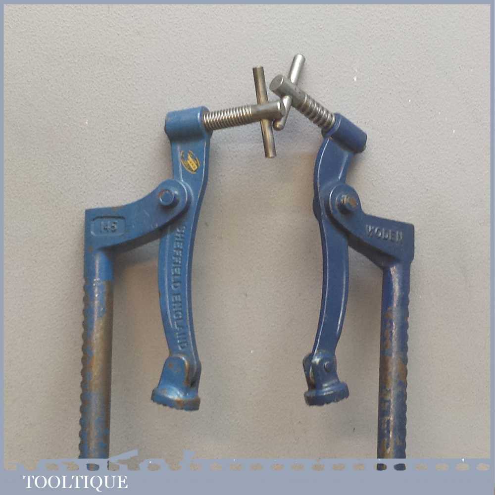 Vintage Pair Of Woden & Record No 145 Bench Holdfast Clamps Tooltique