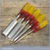 Vintage Set 5 Marples Bevel Edge Carving Chisels With Shatterproof Handles