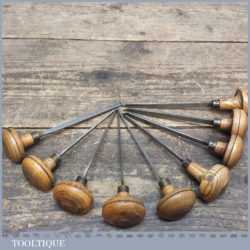 Nine Various Sized Vintage Quality Engraving Palm Chisels - Good Condition