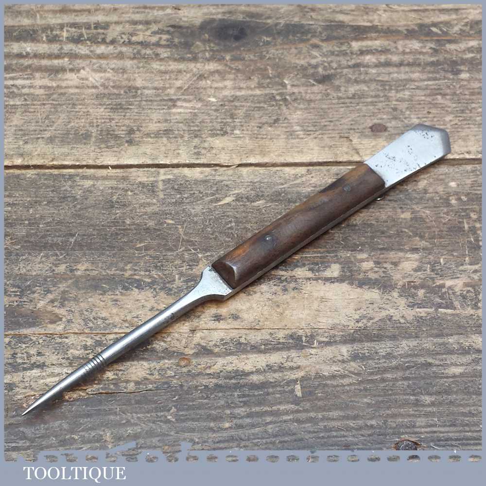Vintage Leatherworking Awl And V shaped Cutter Rosewood Center
