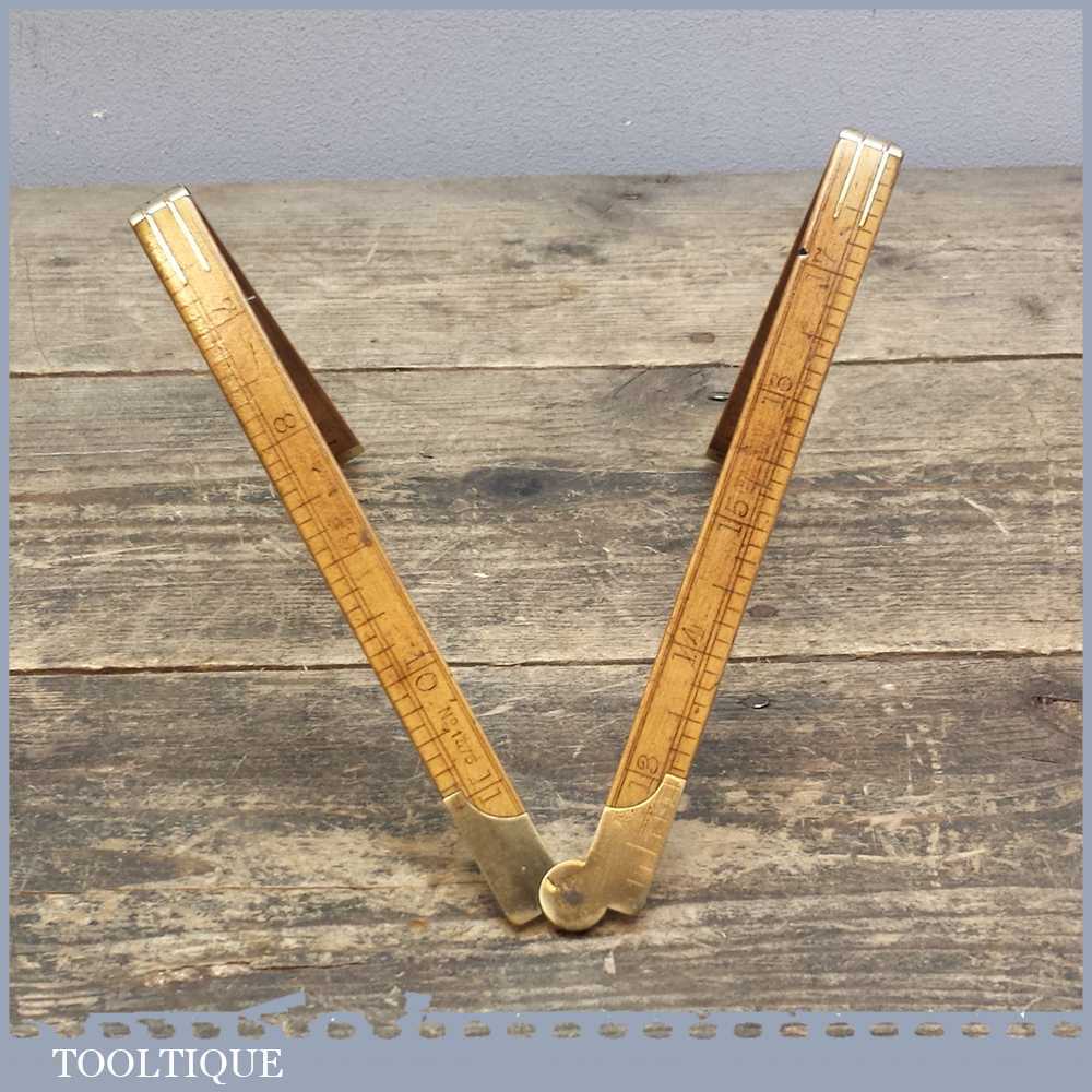Vintage 2ft John Rabone and Sons Brass Folding Ruler No 1243 Tooltique